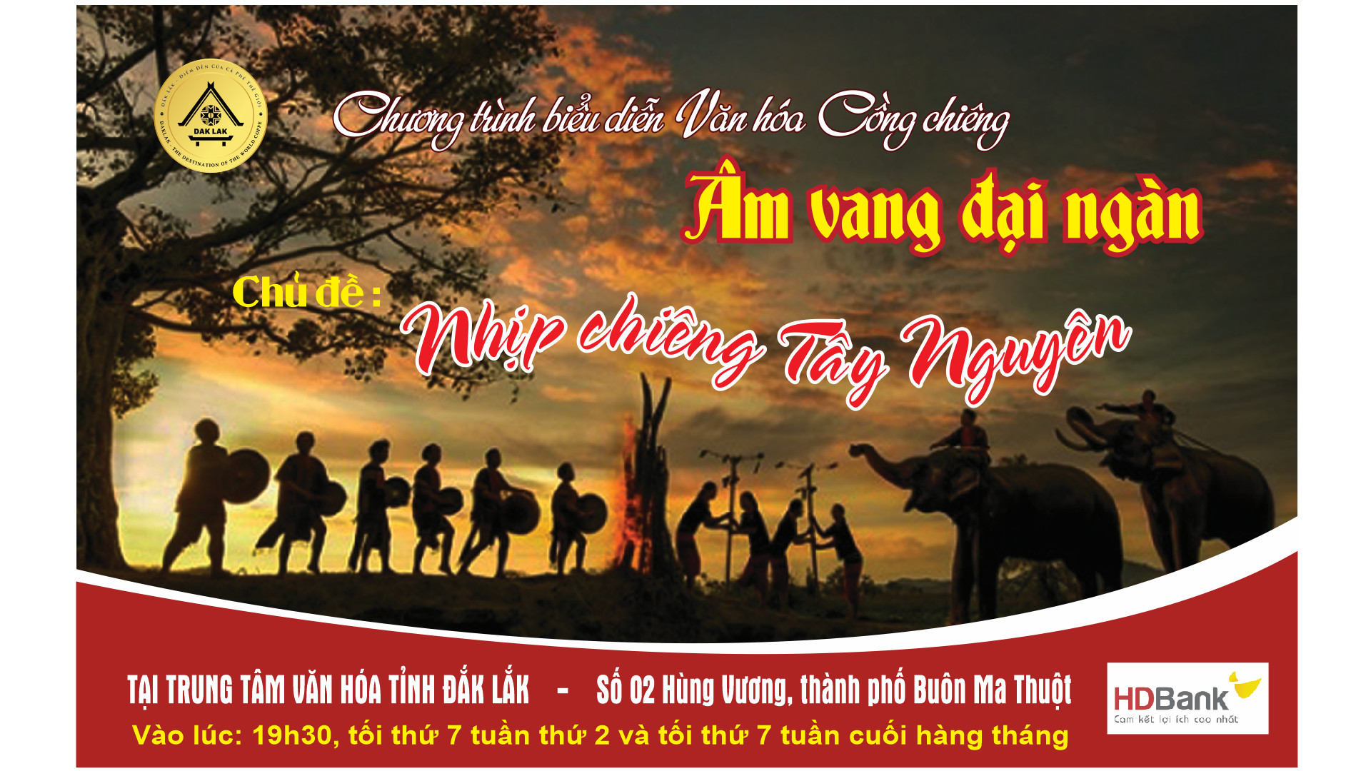 CHƯƠNG TRÌNH BIỂU DIỄN VĂN HÓA CỒNG CHIÊNG "ÂM VANG ĐẠI NGÀN" PHỤC VỤ NHÂN DÂN VÀ DU KHÁCH